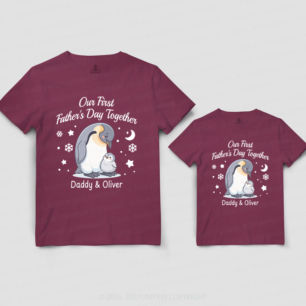 Personalized Penguin Our First Father's Day Together Dad&Me Matching Shirts