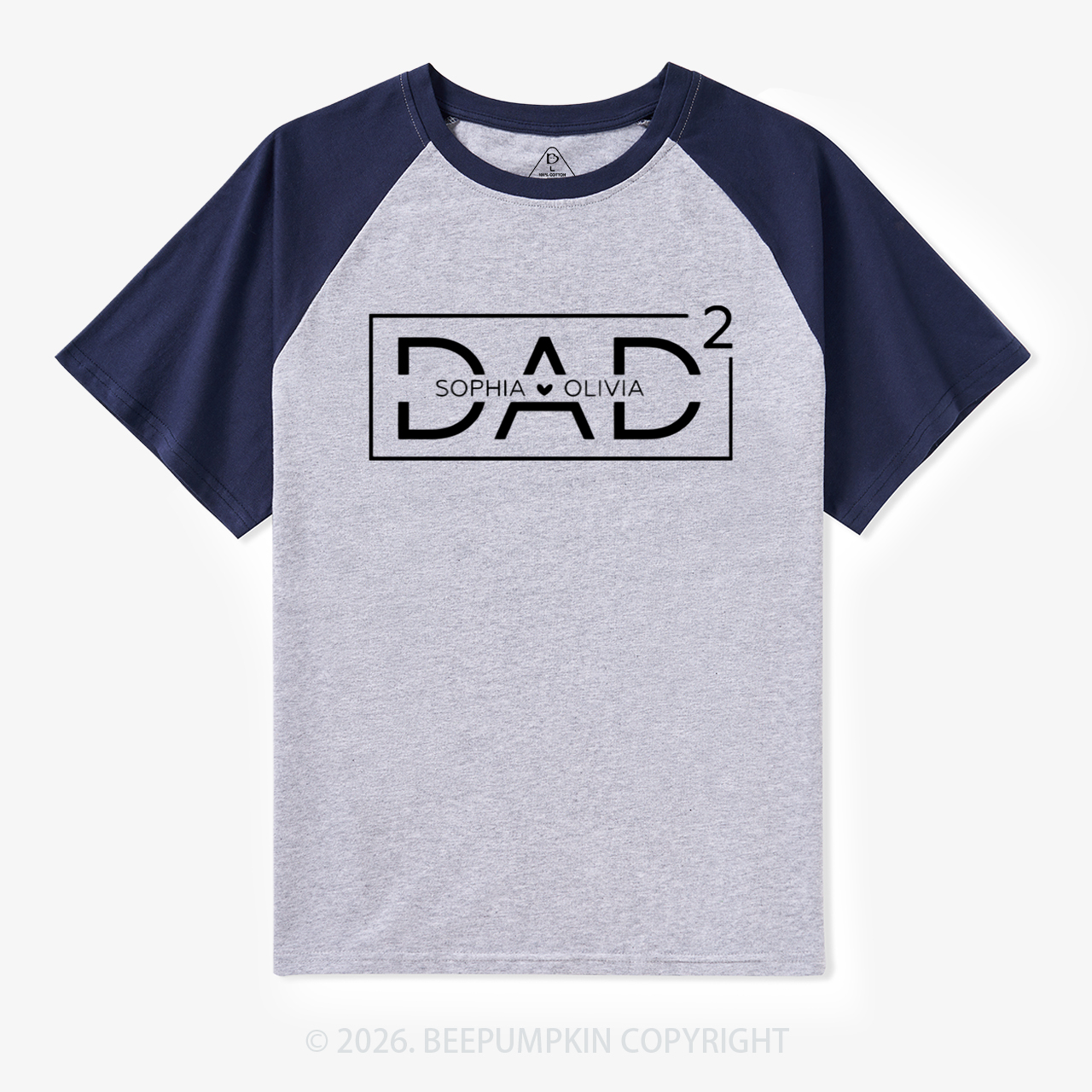 Personalized Dad Squared With Kids Names Raglan T-shirt