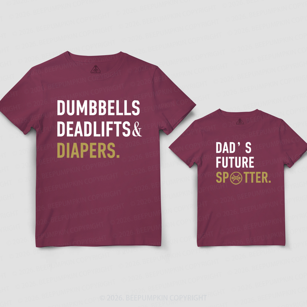 Dumbbells Deadlifts Diapers Dad&Me Matching Shirts