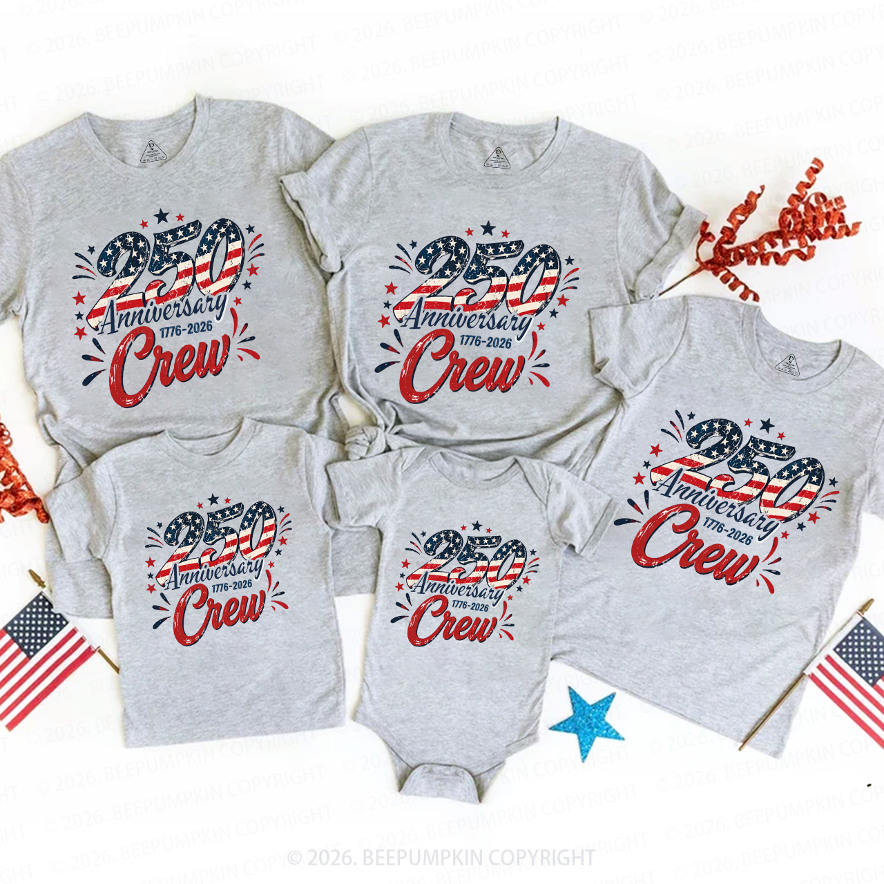 America 250th Independence Day Crew Family Matching Shirts