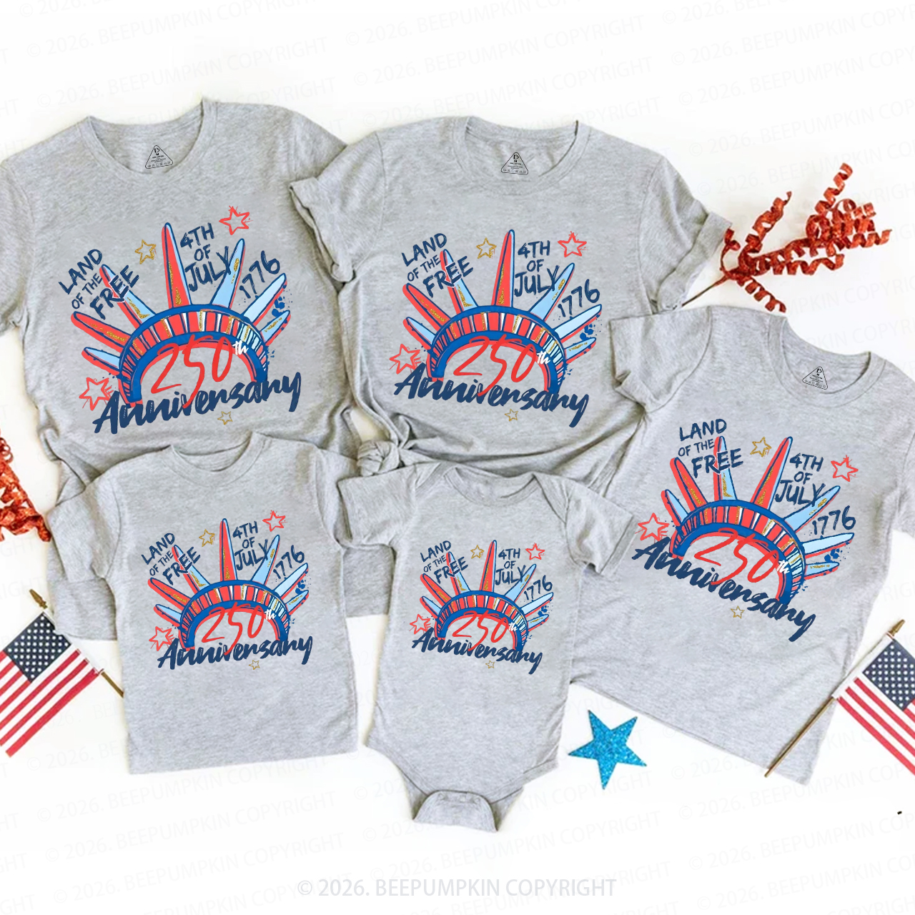 4th of July USA 250th Anniversary Family Matching Shirts