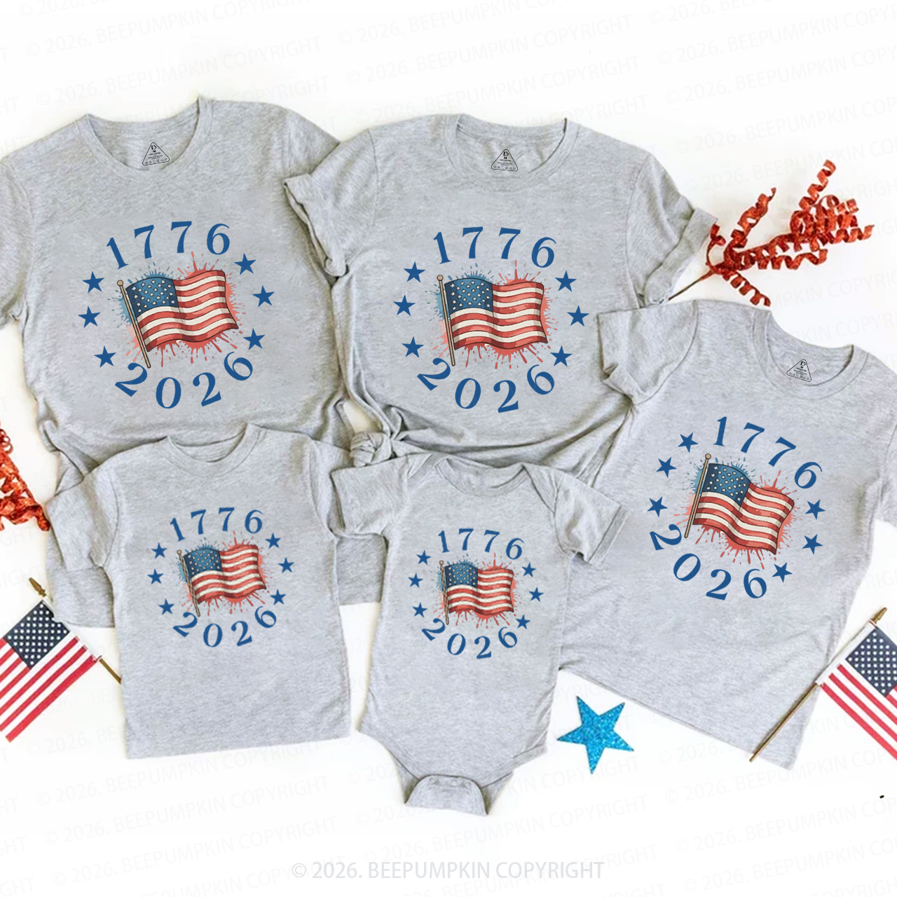 USA 250th Anniversary Patriotic 4th of July Family Matching Shirts