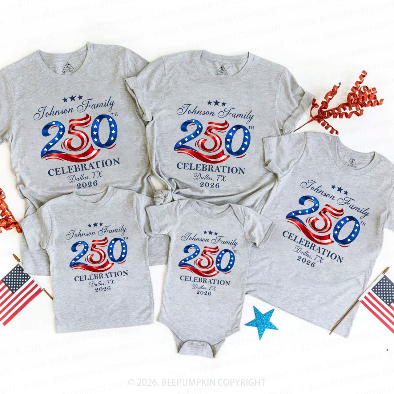 Personalized America 250 4th July Family Matching Shirts