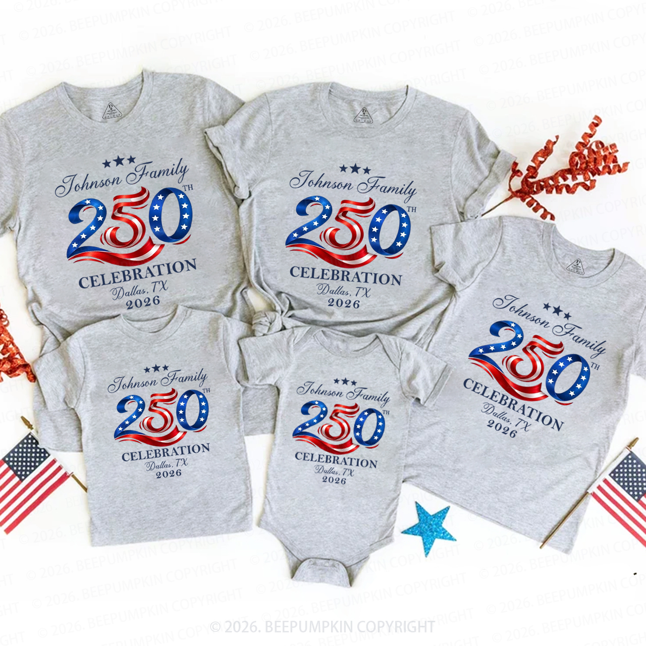 Personalized America 250 4th July Family Matching Shirts