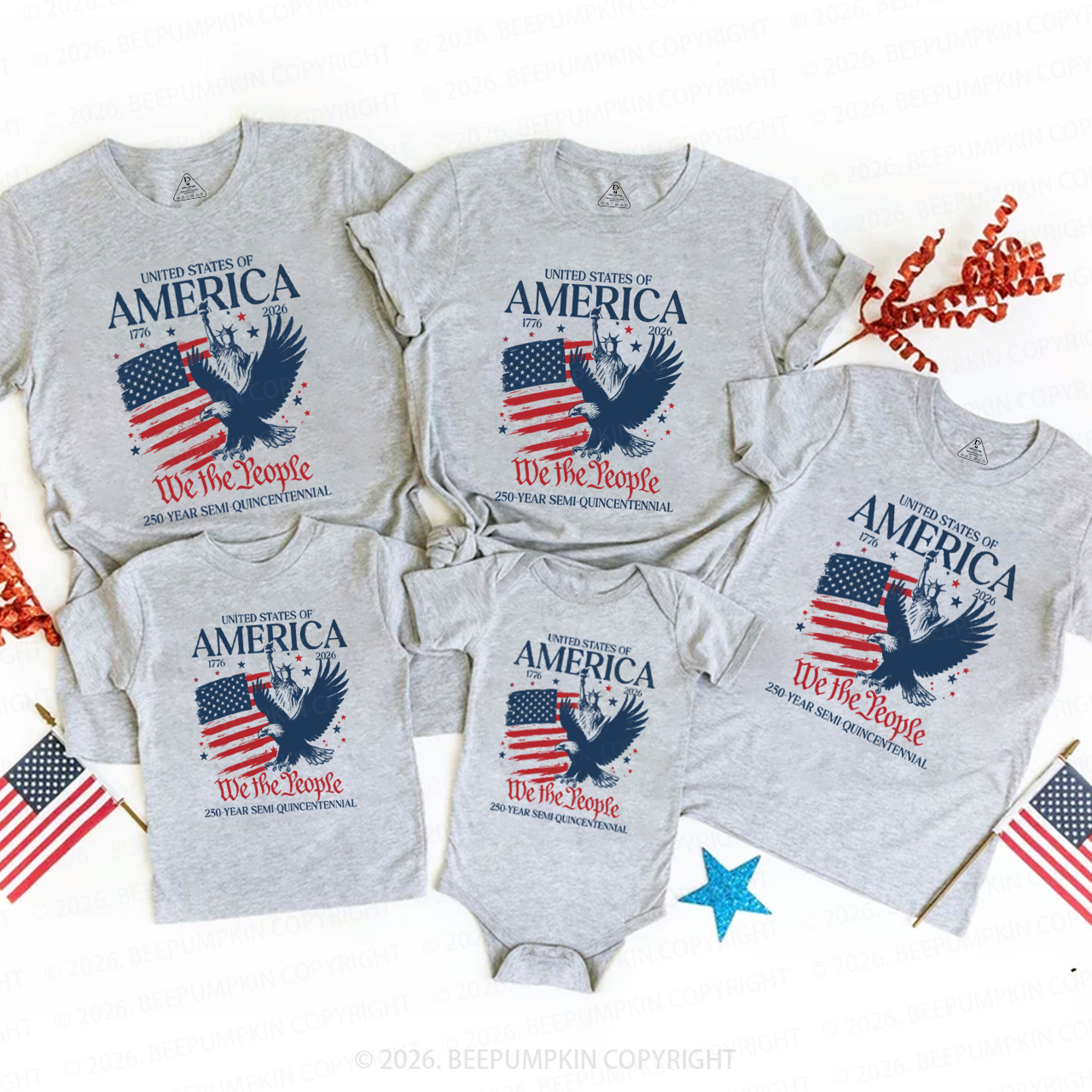 America 250 Patriotic Eagle USA Family Matching Shirts