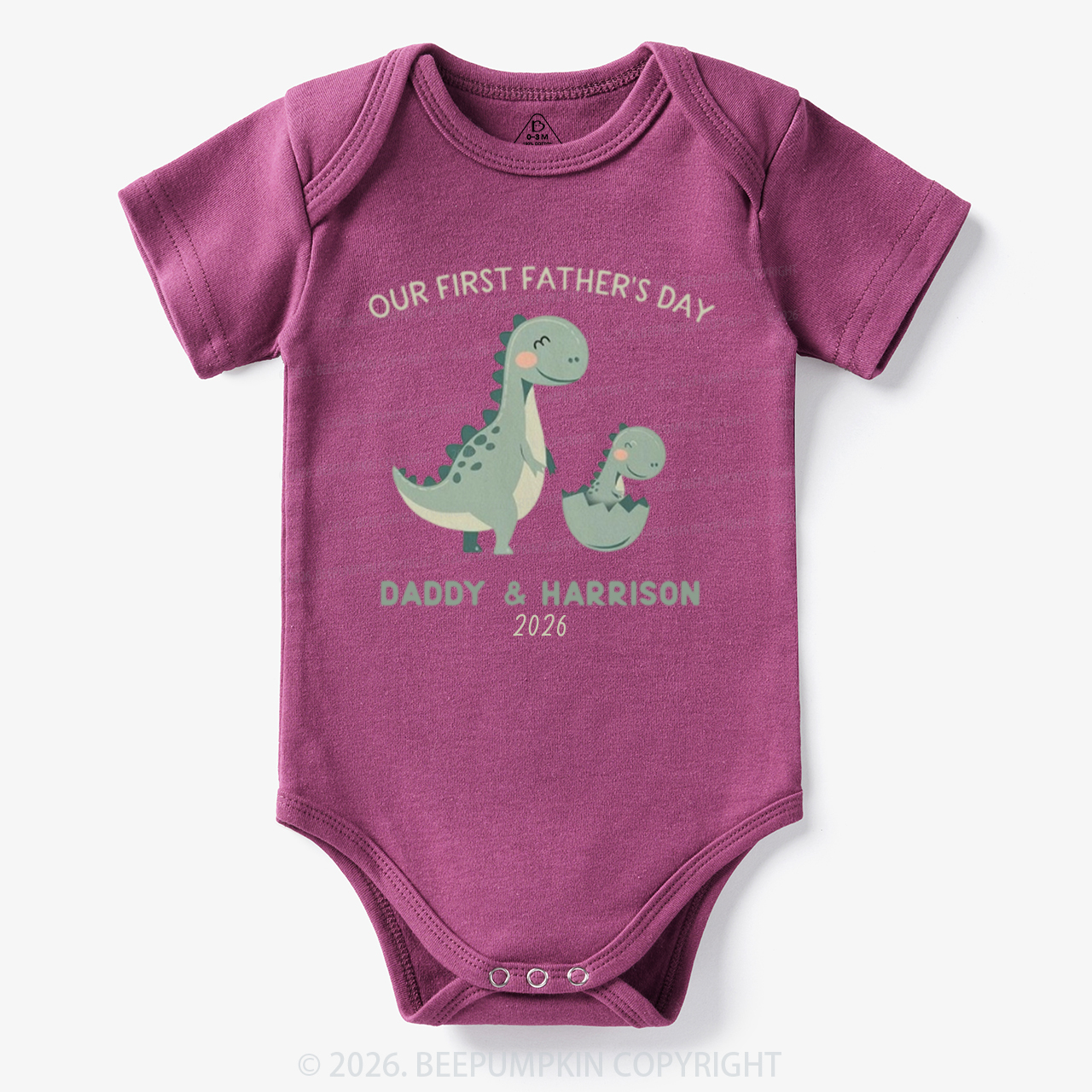 Personalized Dinosaur First Father's Day 2026 Cute Bodysuit