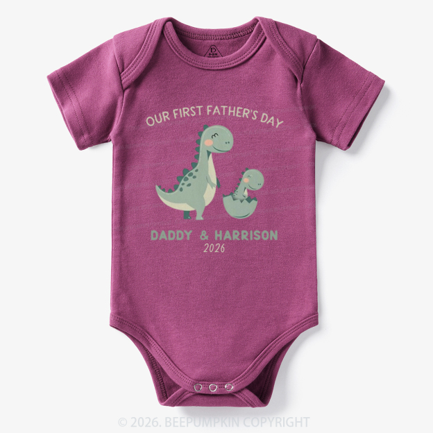 Personalized Dinosaur First Father's Day 2026 Cute Bodysuit