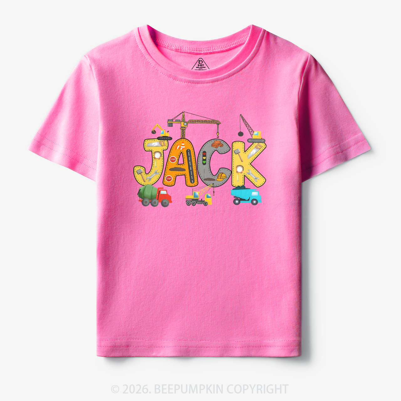 Personalized Name Construction Trucks Toddler&Kid's Tees