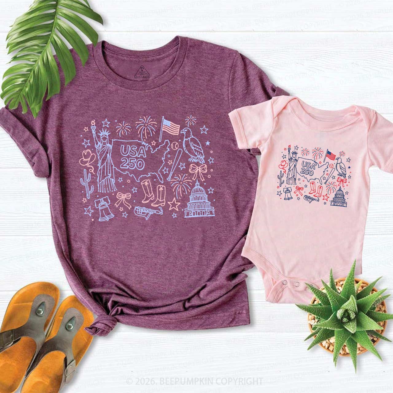 Retro Celebrate 250th Anniversary Mom&Me Matching T-Shirts