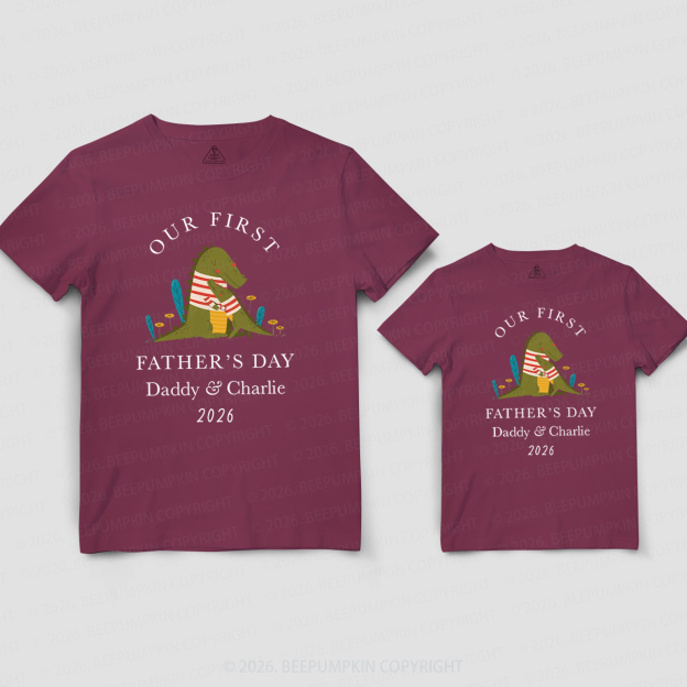 Personalized Cute Dinosaur Our First Father’s Day Dad&Me Matching Shirts