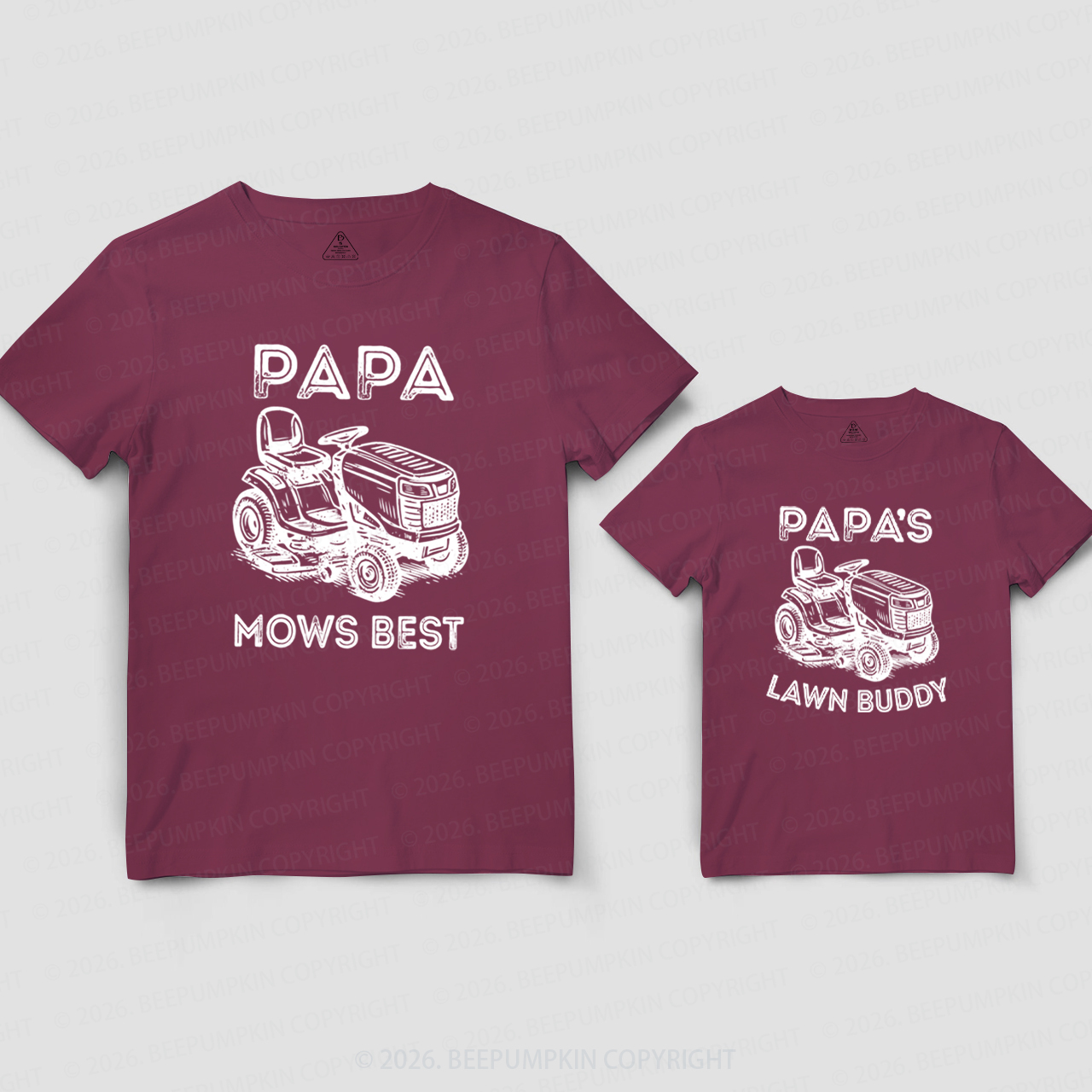 Papa Mows Best Vintage Lawn Mower Dad&Me Matching Shirts