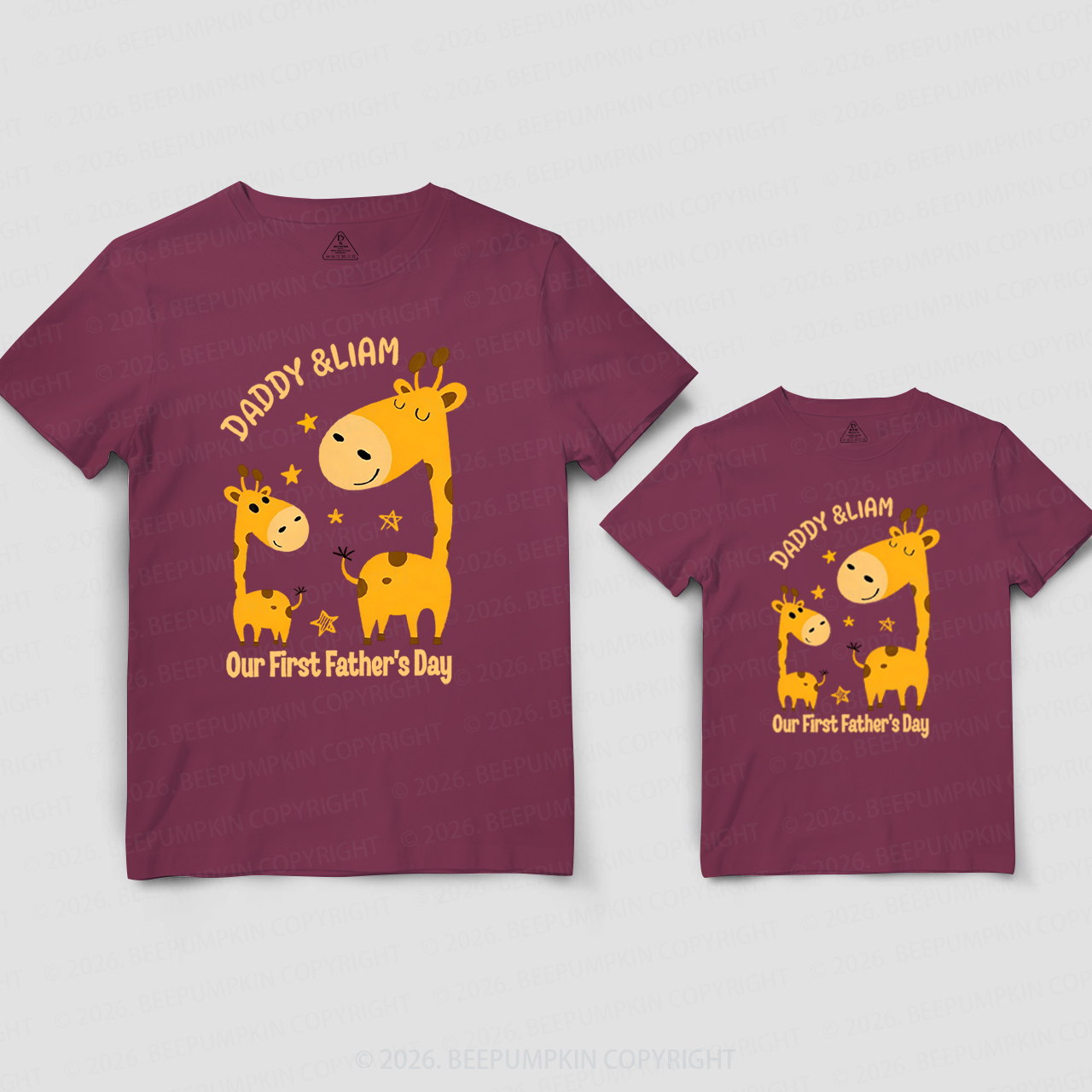 Personalized Giraffe Our First Father’s Day Dad&Me Matching Shirts