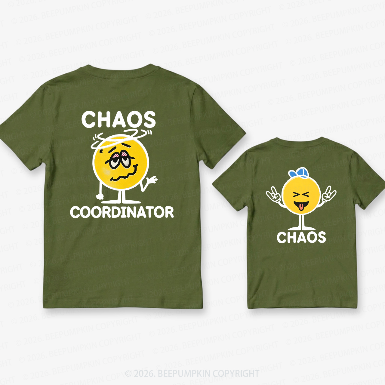 Chaos and Chaos Coordinator Dad&Me Matching Shirts-Back Design