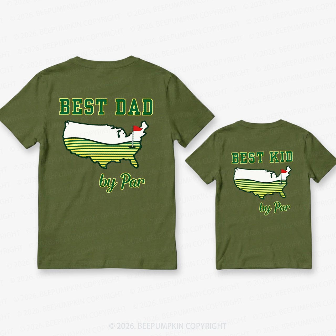 Best Dad by Par Golf Father’s Day Dad&Me Matching Shirts-Back Design