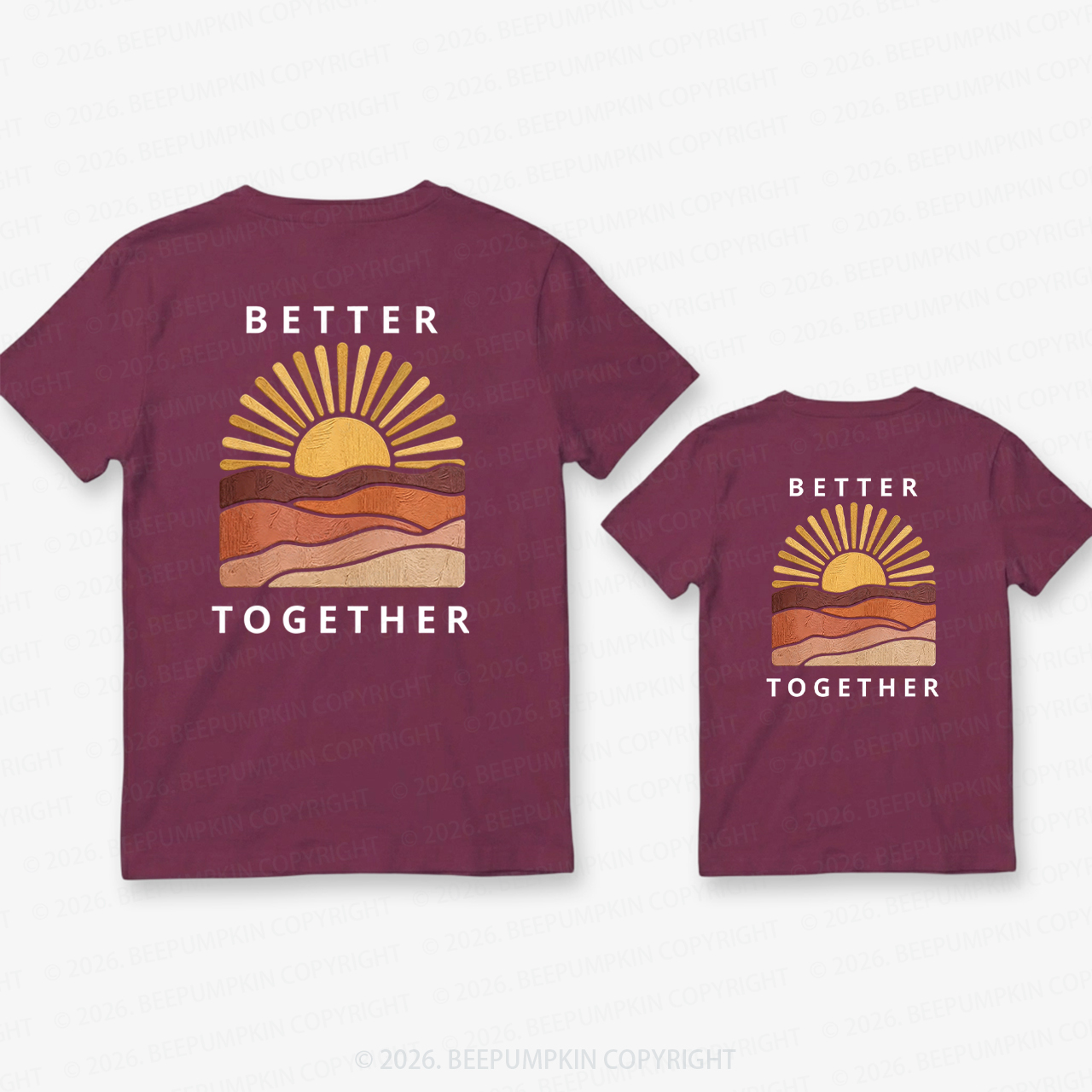 Better Together Sunset Dad&Me Matching Shirts-Back Design