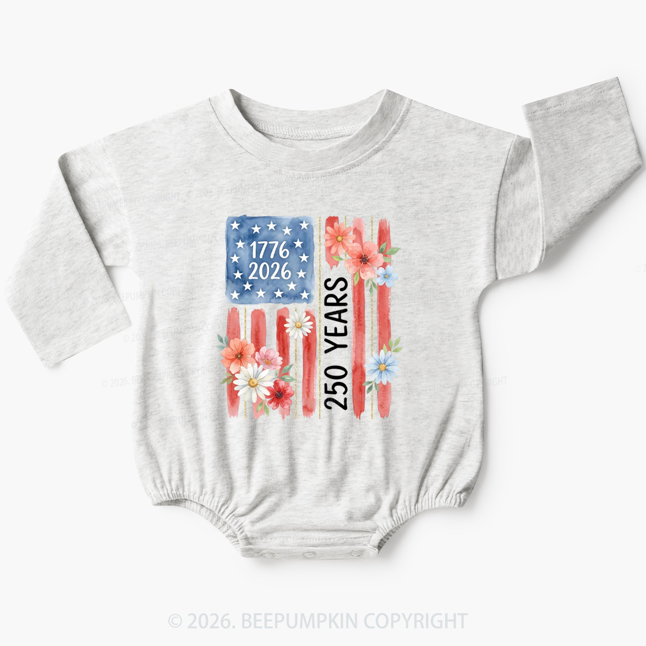 United States of America 250th Patriotic Flag Baby Bubble Romper