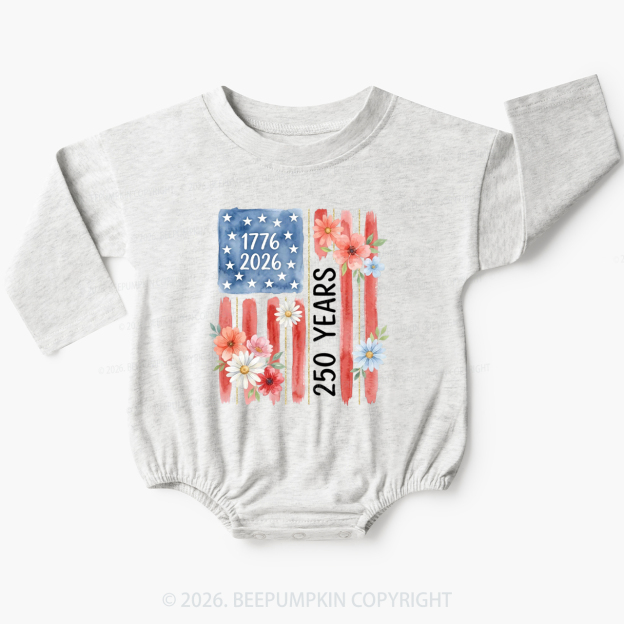 United States of America 250th Patriotic Flag Baby Bubble Romper