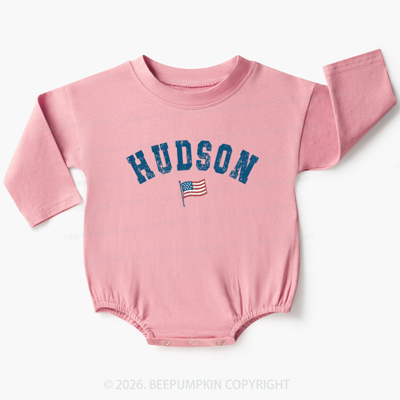 Personalized USA Flag with Name Baby Bubble Romper