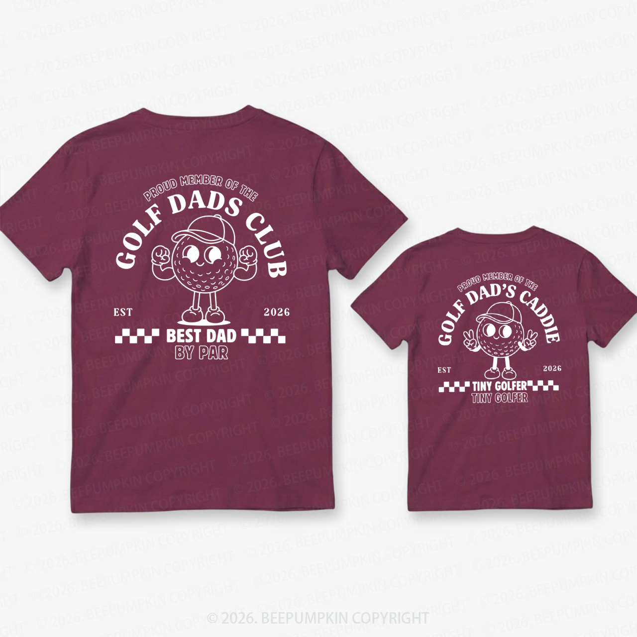  Personalized Dad And Kids Retro Golf Dad&Me Matching Shirts-Back Design