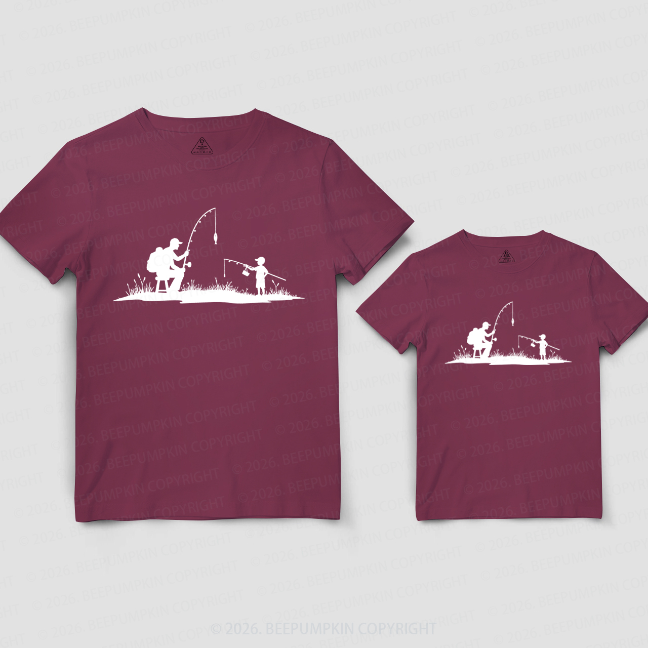 Father Son Fishing Outdoor Silhouette Dad&Me Matching Shirts