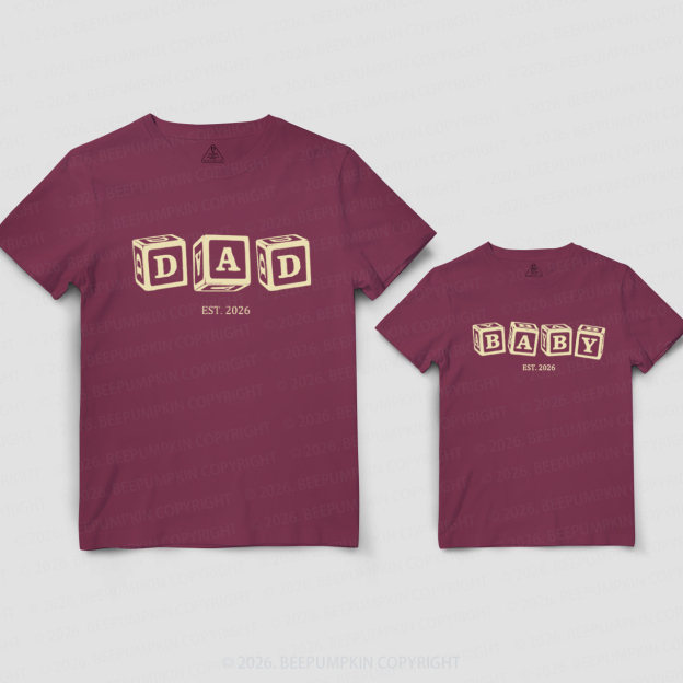 DAD and BABY Alphabet Blocks Dad&Me Matching Shirts