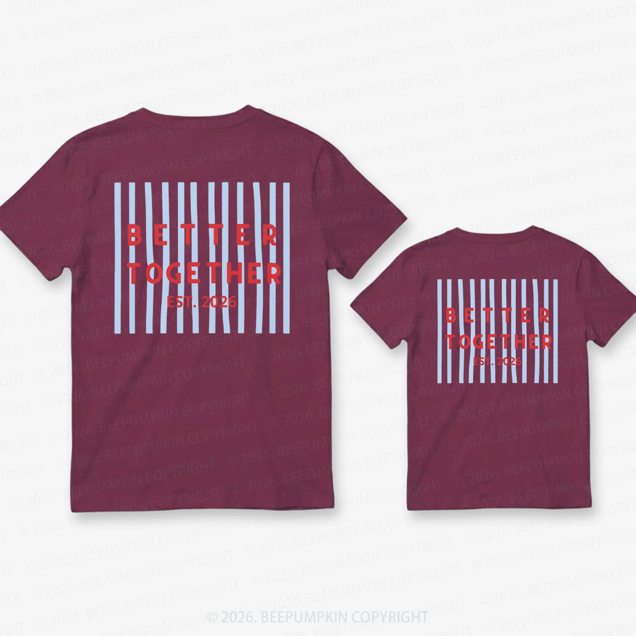 Better Together Retro Striped Dad&Me Matching Shirts-Back Design