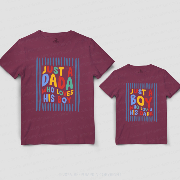 Personalized Just a Dada Who Loves His Boy His Girl Dad&Me Matching Shirts