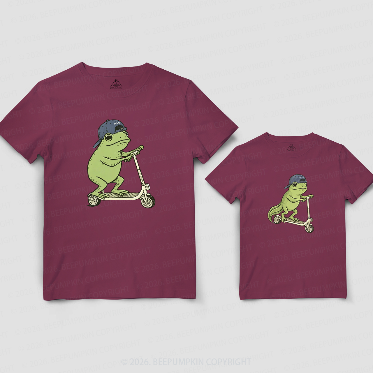 Dad and Son Frog Scooter Funny Meme Dad&Me Matching Shirts