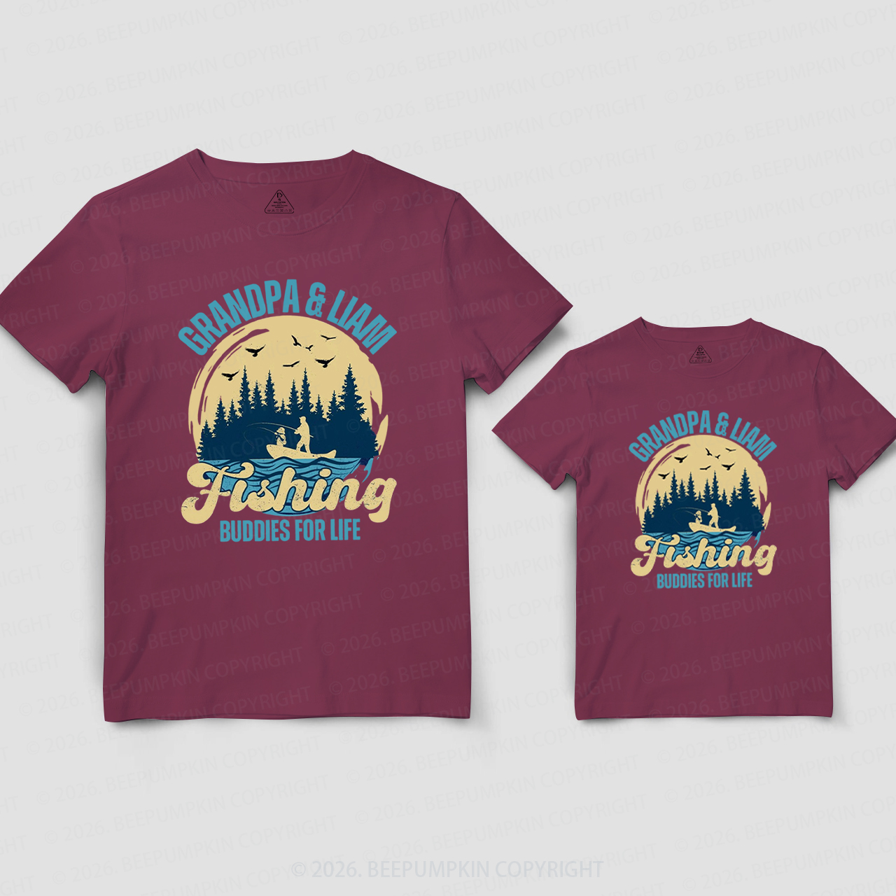 Personalized Fishing Buddies Grandpa&Me Matching Shirts