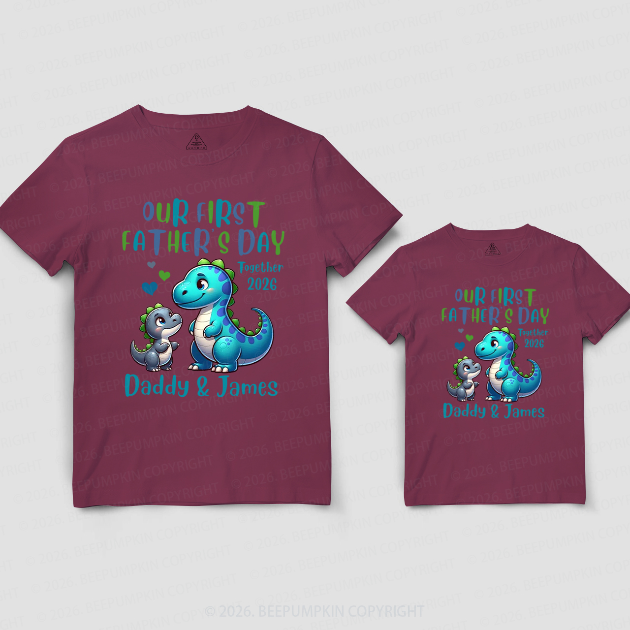 Personalized First Fathers Day Dinosaurs Dad&Me Matching Shirts