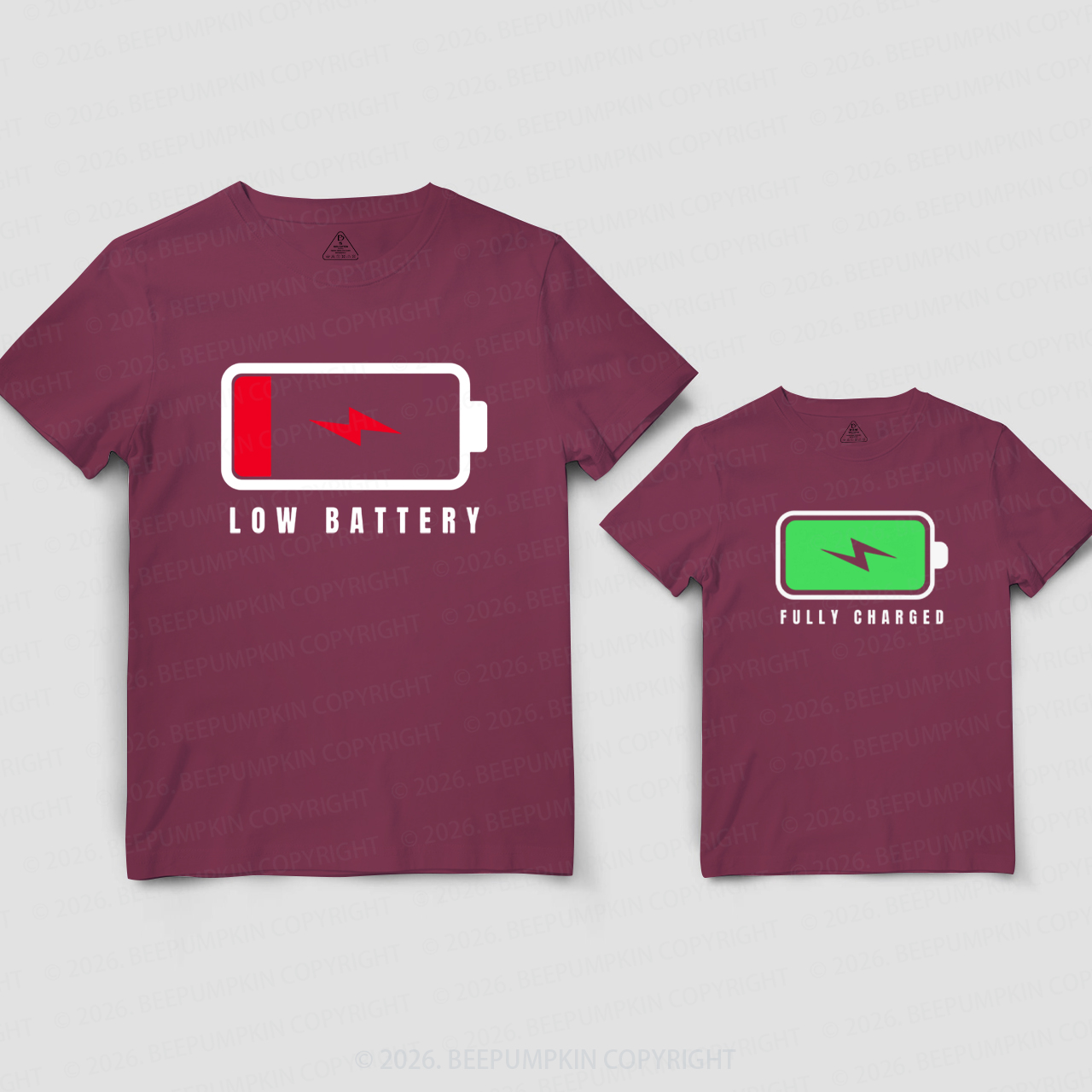 Humor Fully Charged Low Battery Dad&Me Matching Shirts