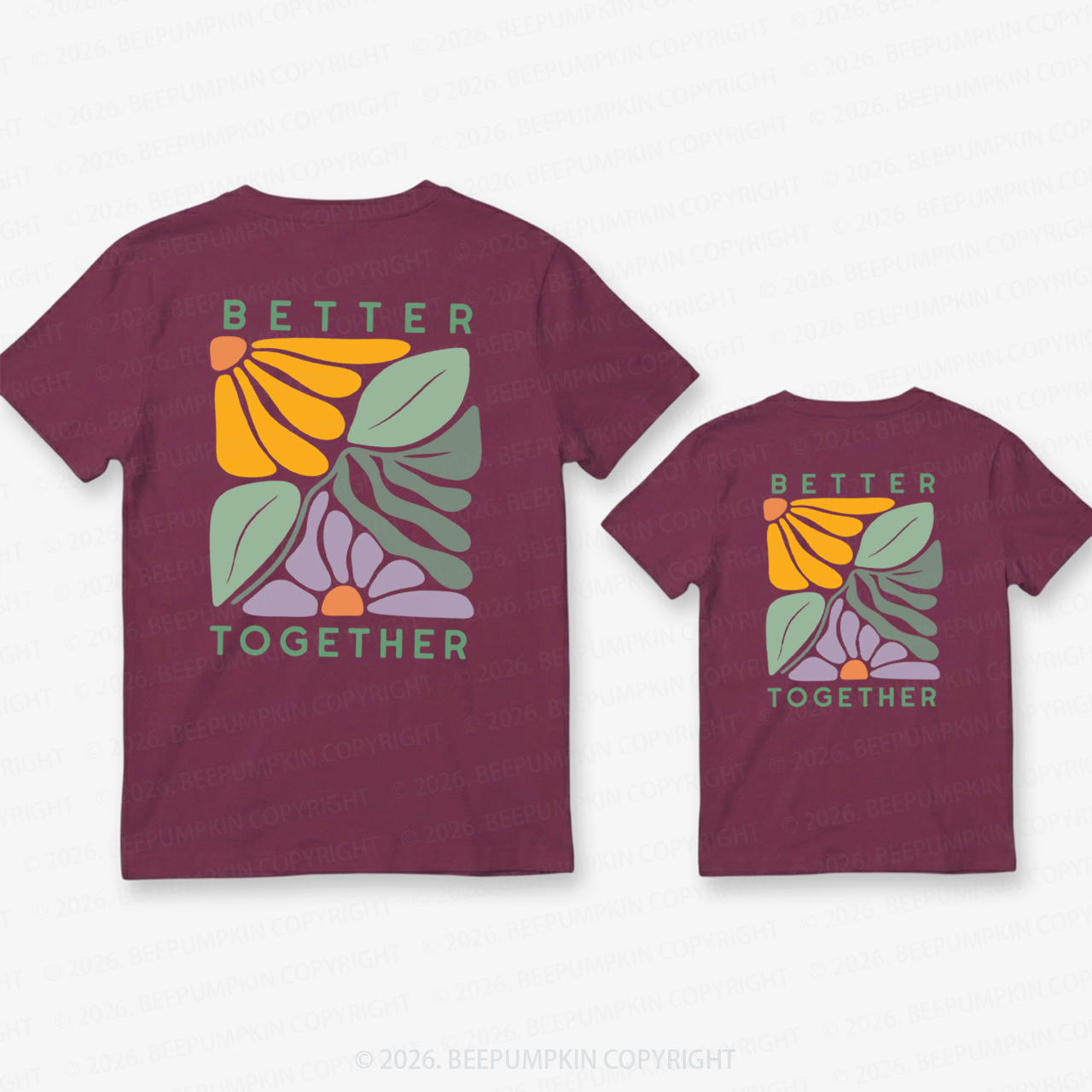 Retro Floral Better Together Father’s Day Dad&Me Matching Shirts-Back Design