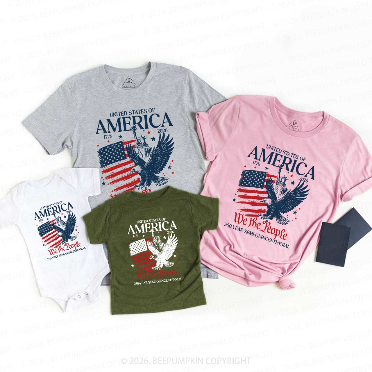America 250 Patriotic Eagle Independence Day Family Matching Shirts