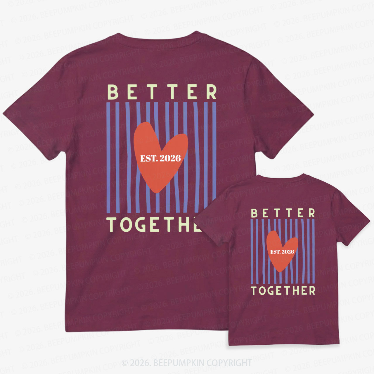Better Together with Retro Stripes Dad&Me Matching Shirts-Back Design