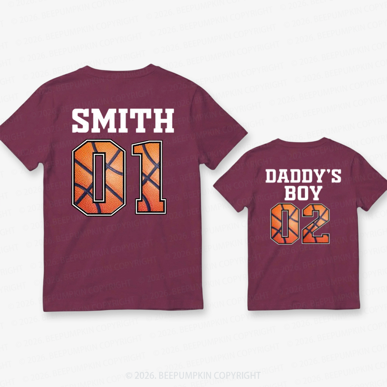 Personalized Names And Numbers Sport Fathers Day Dad&Me Matching Shirts-Back Design
