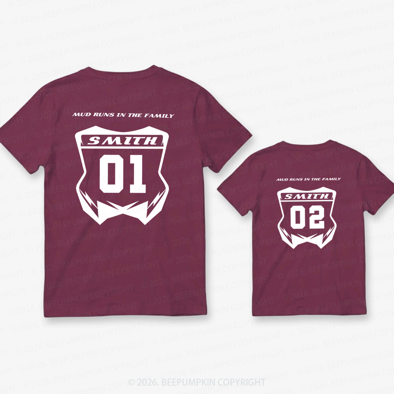 Personalized Fathers Day Dirt Bike Dad&Me Matching Shirts-Back Design