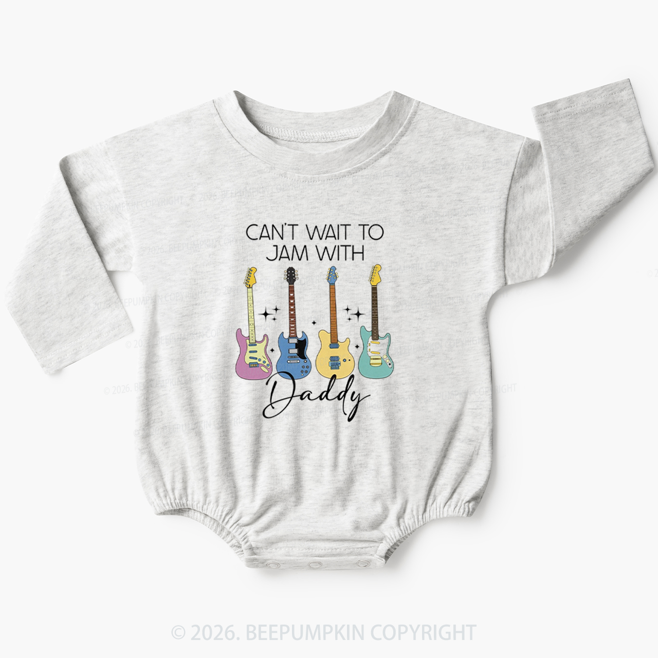 Can't Wait To Jam With Daddy Guitar Baby Bubble Romper
