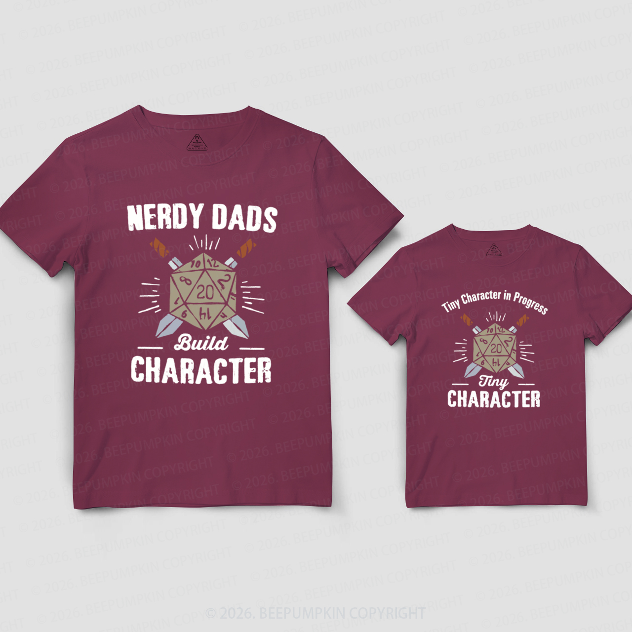 Nerdy Dads Build Character Funny Dice Dad&Me Matching Shirts