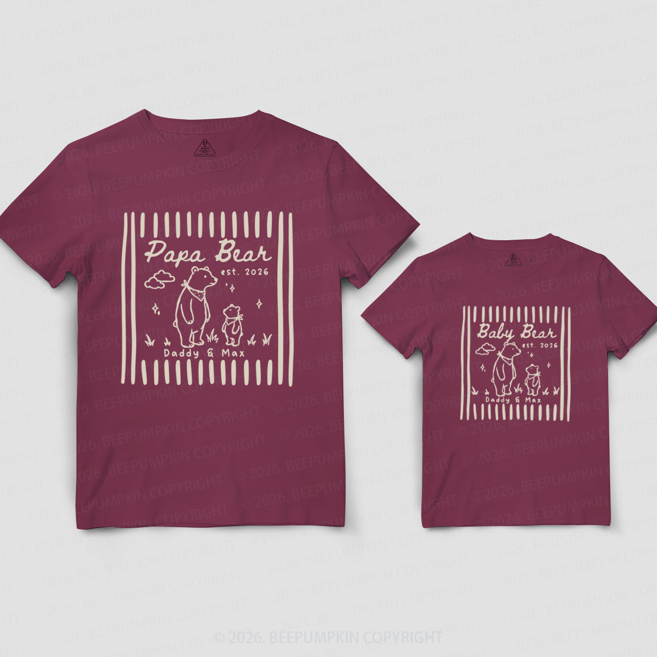 Personalized Papa Bear Baby Bear Dad&Me Matching Shirts
