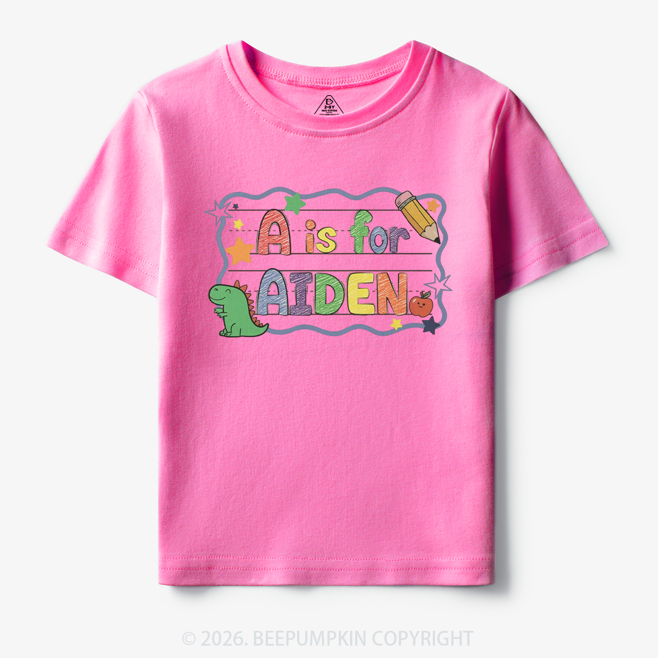 Personalized Name Dinosaur First Day of School Toddler&Kid's Tees