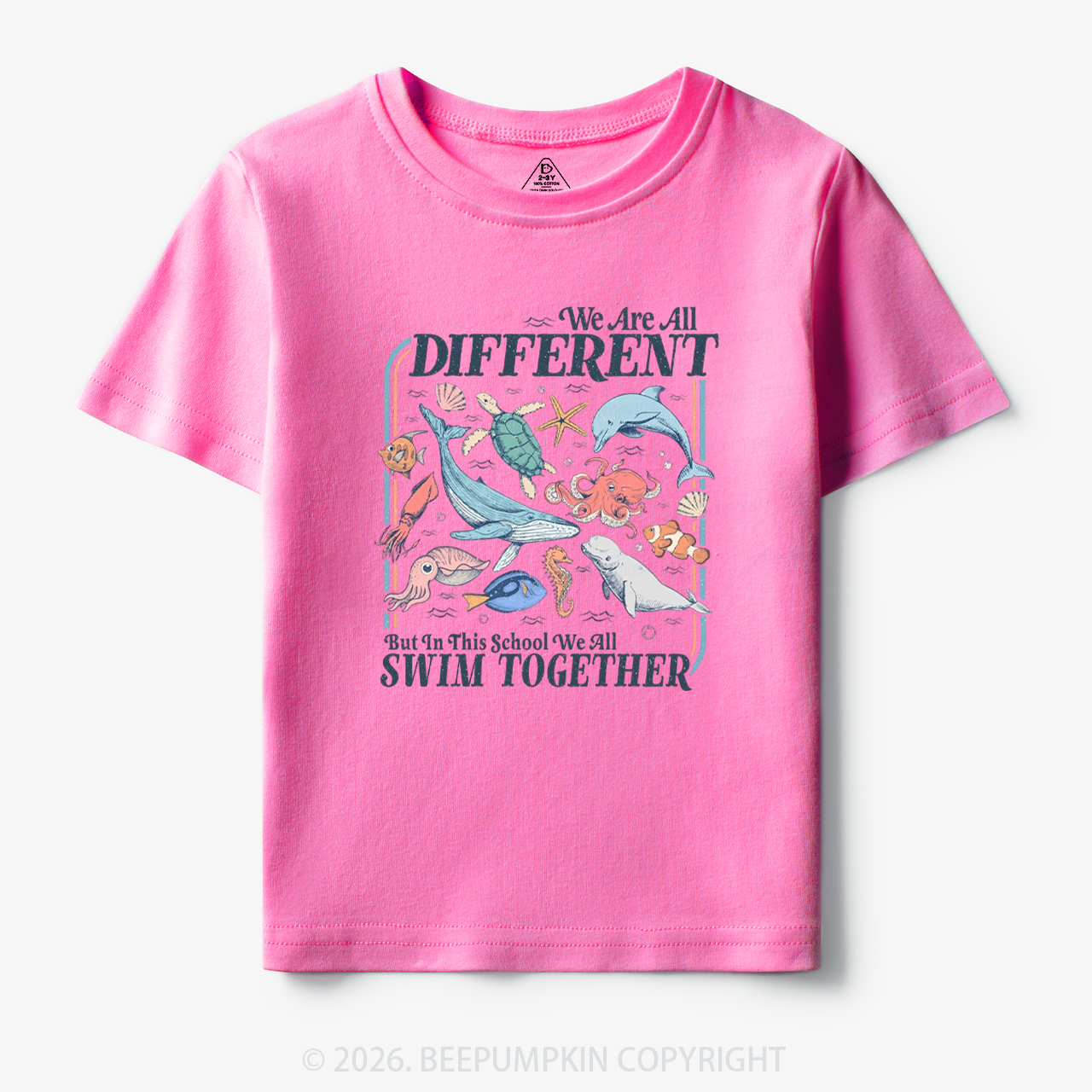 Ocean Animals We Are All Different Swim Together Toddler&Kid's Tees
