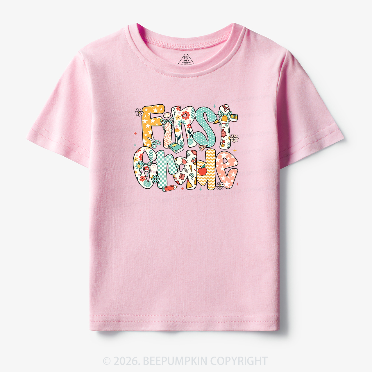 Preppy Floral Apple Pre-k 1st/2nd/3rd/4th Grade Toddler&Kid's Tees