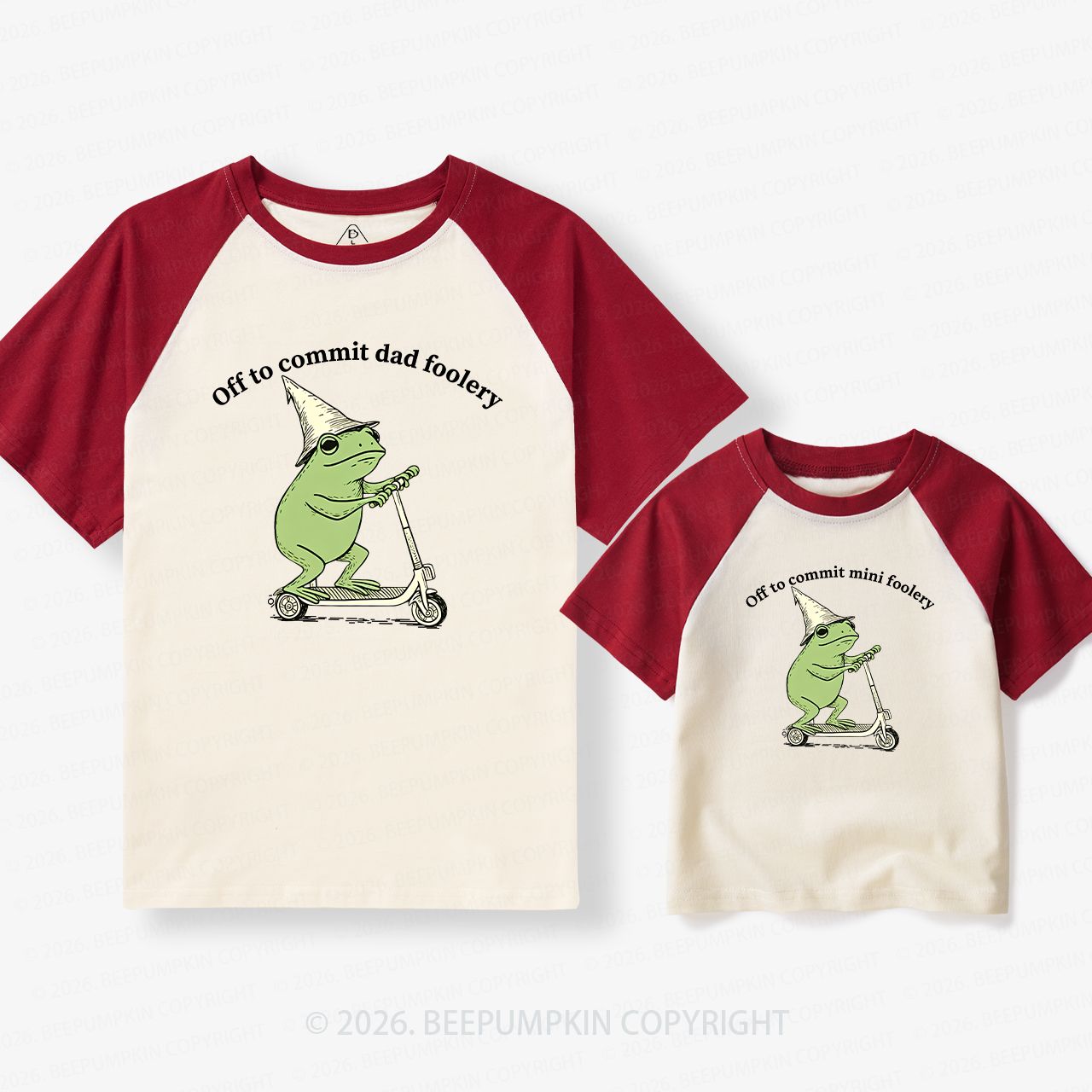 Foolery Mini Foolery Frog Scooter Dad&Me Matching Retro Raglan T-shirt