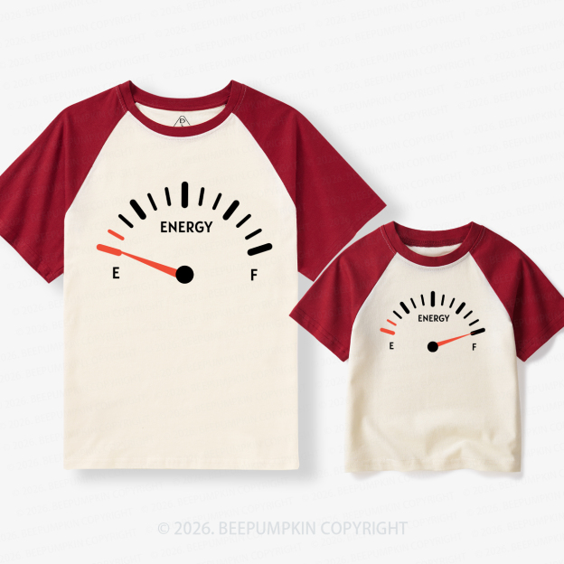 Energy Gauge for Father's Day Dad&Me Matching Retro Raglan T-shirt