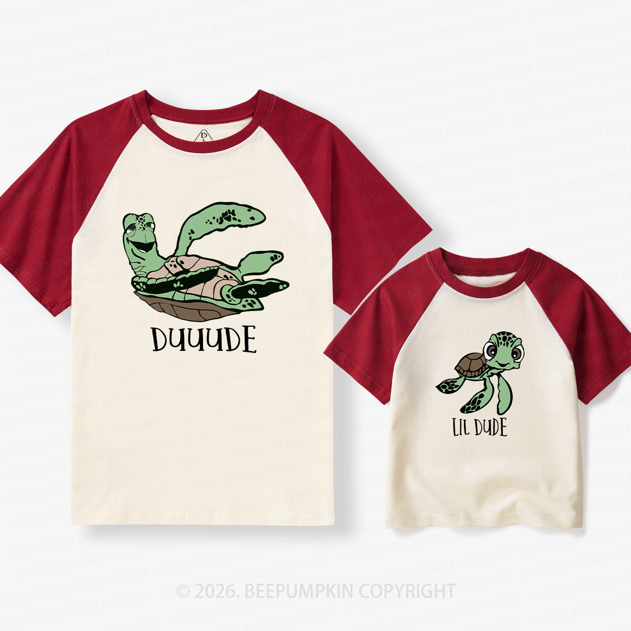 Dude Lil Dude Dad & Me Matching Retro Raglan T-shirt