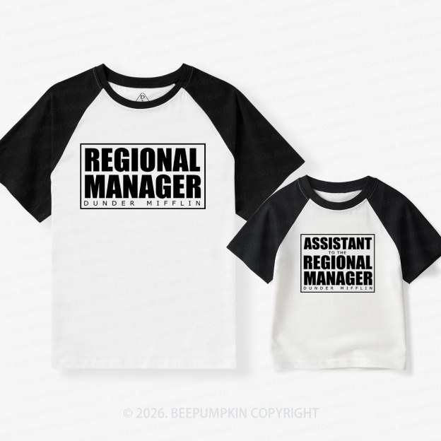 Matching MANAGER Dad & Me Matching Retro Raglan T-shirt