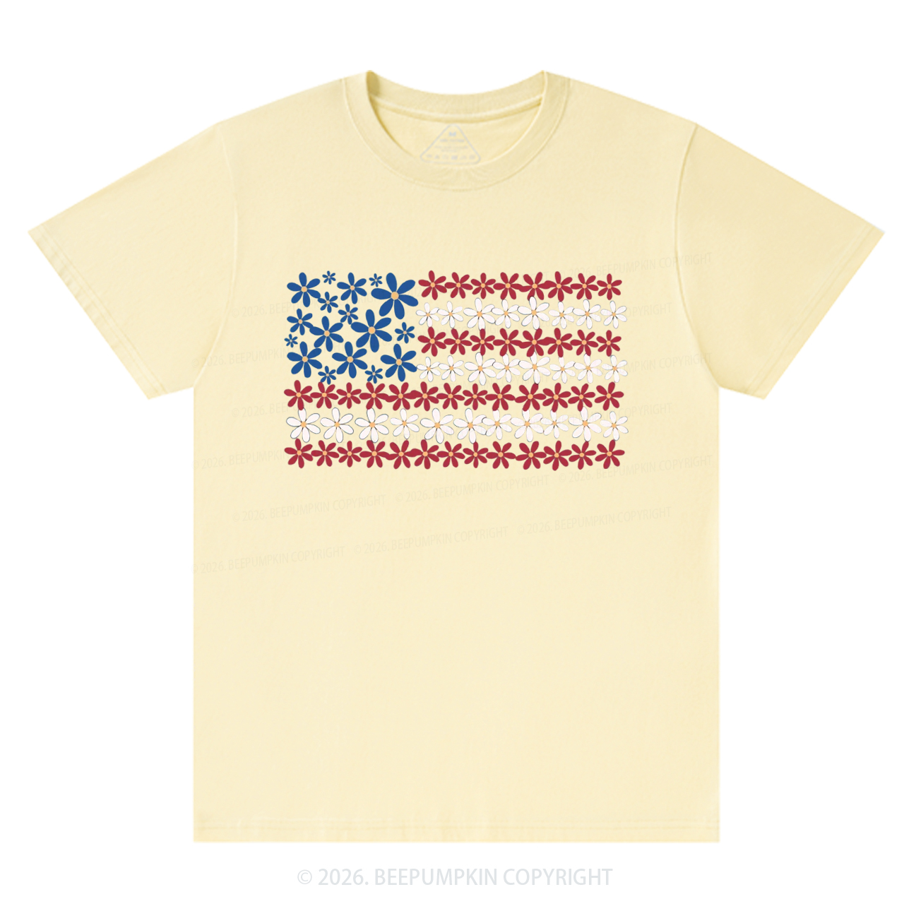 Floral American Flag 4th of July T-Shirts