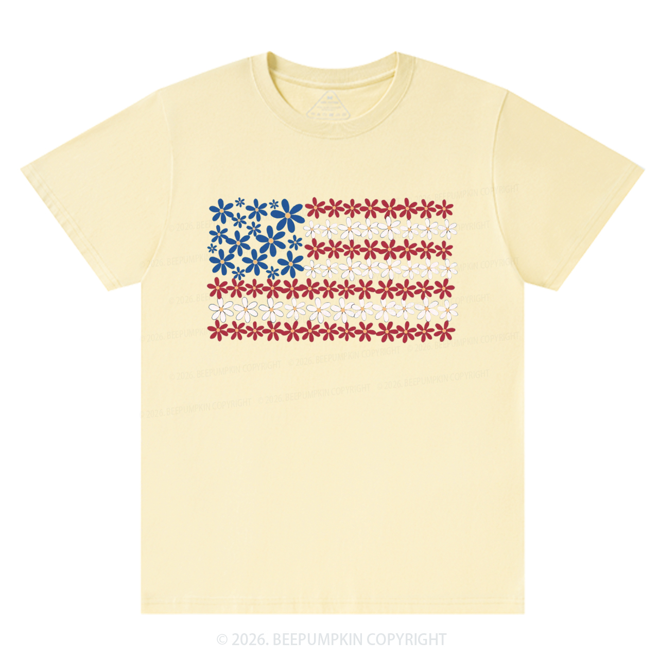 Floral American Flag 4th of July T-Shirts