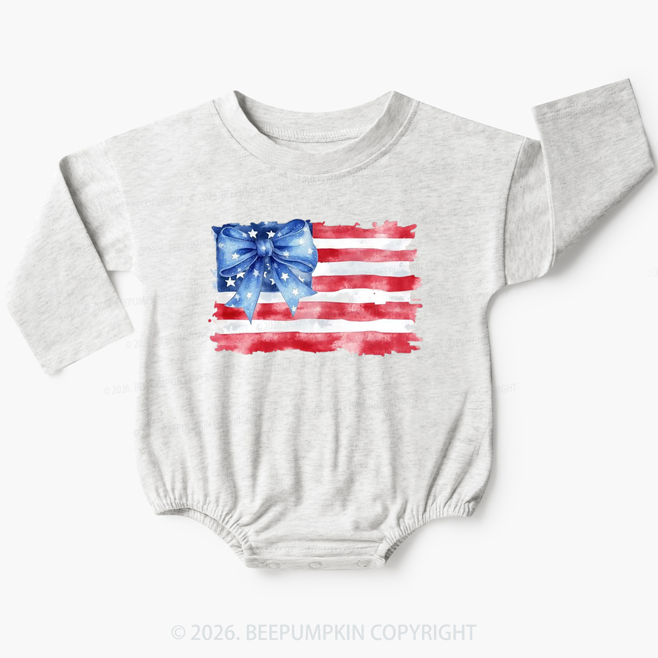 4th of July American Flag Baby Bubble Romper