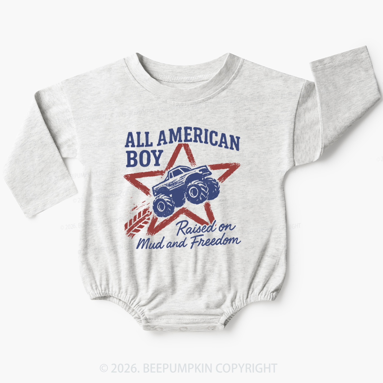 All American Boy Raised on Mud and Freedom Baby Bubble Romper